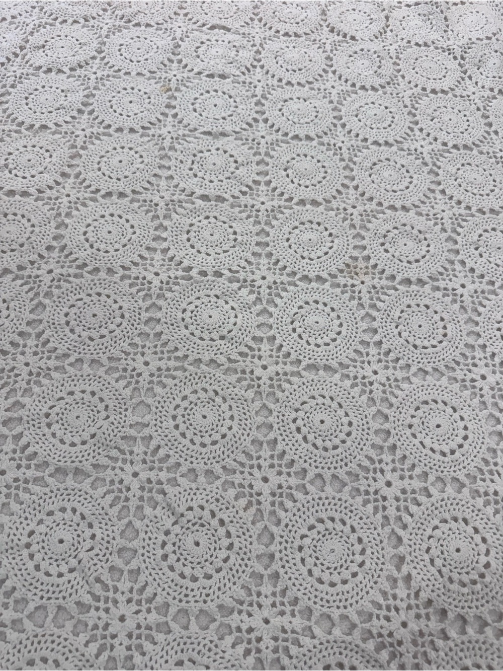 Vintage Handmade Crochet Blanket Throw 48x60 White Cottagecore Lace Afghan